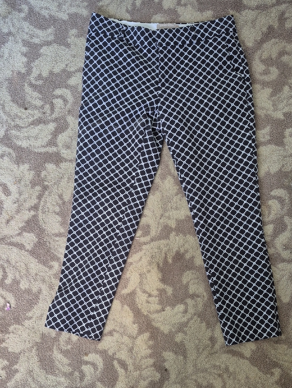 Banana Republic Black and White Geometric Waistband Pants